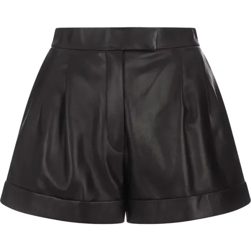 Leather High-Waisted Shorts , female, Sizes: 2XS - alexander mcqueen - Modalova