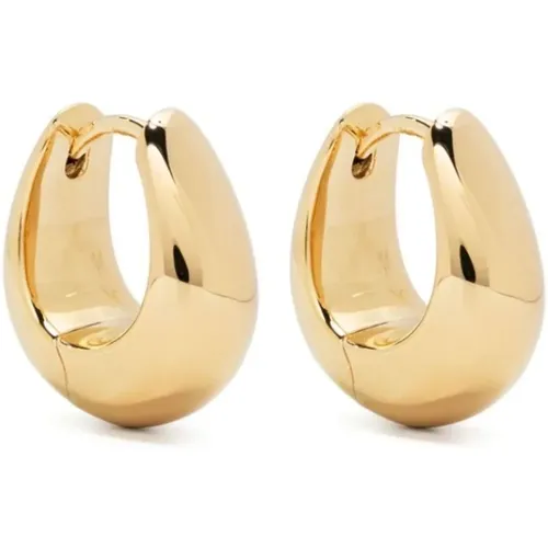 Earrings, male, , Size: S Gold Vermeil Oval Hoop Earrings - Tom Wood - Modalova