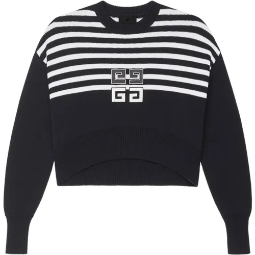 Schwarzer Bicolor Pullover mit 4G Patch - Givenchy - Modalova