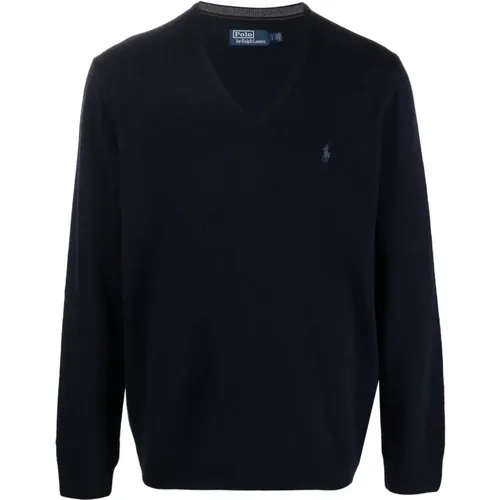 Blaue Sweaters - Langarm Pullover , Herren, Größe: 2XL - Polo Ralph Lauren - Modalova