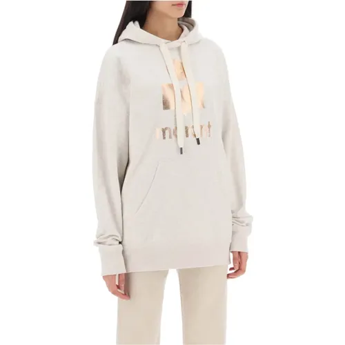 Metallic Logo Sweatshirt with Adjustable Hood , female, Sizes: S, 2XS, XS - Isabel Marant Étoile - Modalova