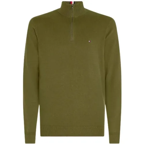 Zip-throughs, male, , Size: XL Demi Zip Sweater in Cotton Cashmere Blend - Tommy Hilfiger - Modalova