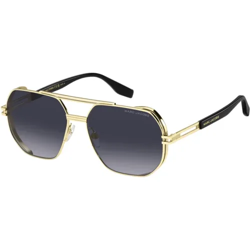 Sunglasses, male, , Size: 60 MM Black Gold Sunglasses Grey Shaded Style - Marc Jacobs - Modalova