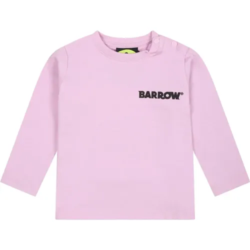 Rosa Langarm T-Shirt mit Logo - BARROW - Modalova