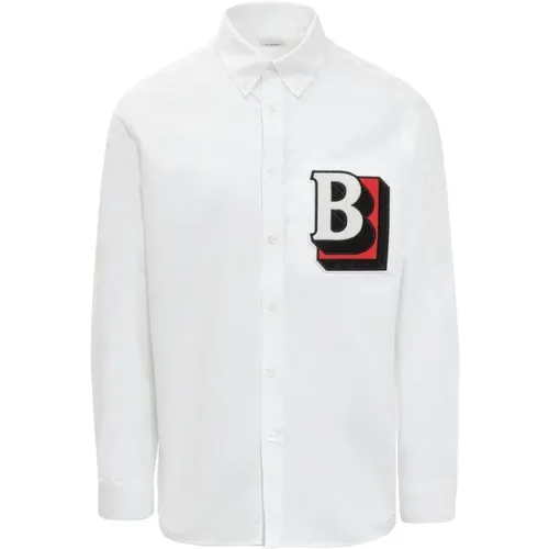 Weiße Baumwollbestickte Hemd , Herren, Größe: XS - Burberry - Modalova