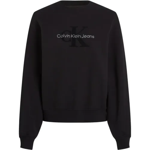 Schwarzer Logo-Sweatshirt - Gerader Schnitt - Calvin Klein - Modalova