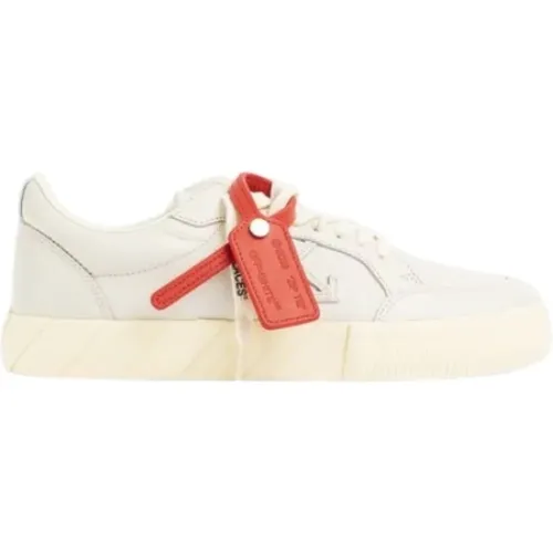 Sneakers, male, , Size: 6 US White Leather Low Vulcanized Sneakers - Off White - Modalova