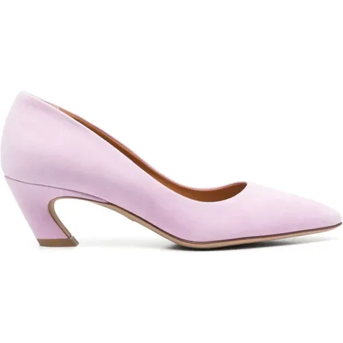 Pumps, female, , Size: 7 US Lilac Leather Pumps with Heel - Chloé - Modalova