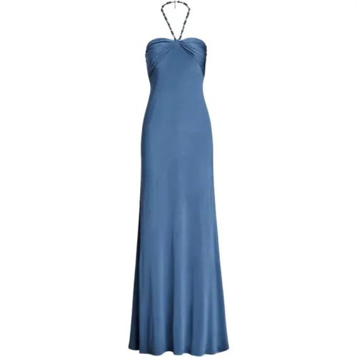 Blaues Langes Kleid , Damen, Größe: 3XS - Ralph Lauren - Modalova