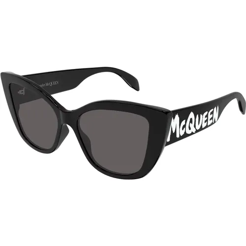 Schwarz/Graue Sonnenbrille AM0347S,Stylische Sonnenbrille für modebewusste Frauen,Hellblaue Sonnenbrille - alexander mcqueen - Modalova