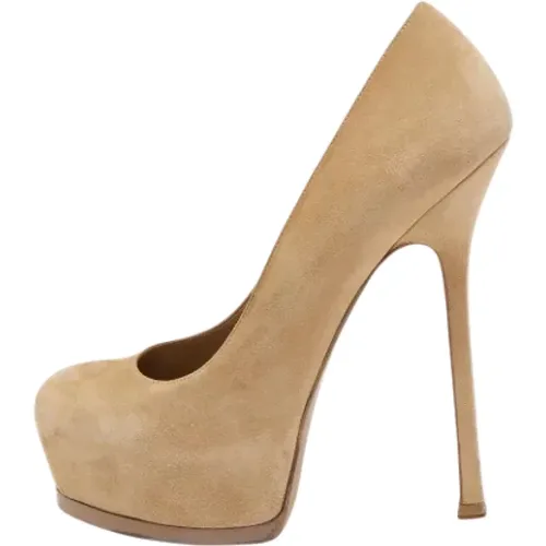 Pre-owned Pumps, female, , Size: 8 1/2 US Pre-owned Suede heels - Yves Saint Laurent Vintage - Modalova