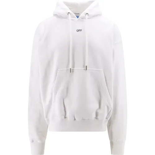 Off , Hoodies, male, , Size: L Skate Cotton Sweatshirt with Off Print - Off White - Modalova