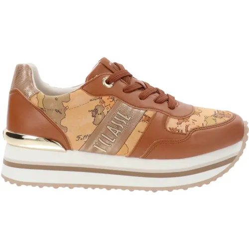 Chic Leather and Fabric Sneakers , female, Sizes: 2 UK, 3 UK - Alviero Martini 1a Classe - Modalova