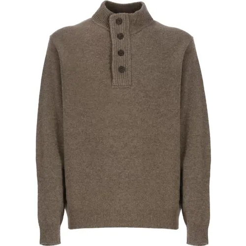 Brauner Wollpullover mit hohem Kragen , Herren, Größe: L - Barbour - Modalova