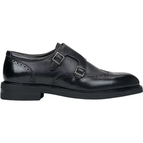 Men's Leather Brogues with Monk Straps Er00116154 , male, Sizes: 5 UK, 7 UK, 10 UK, 11 UK, 9 UK, 6 UK, 8 UK - Estro - Modalova