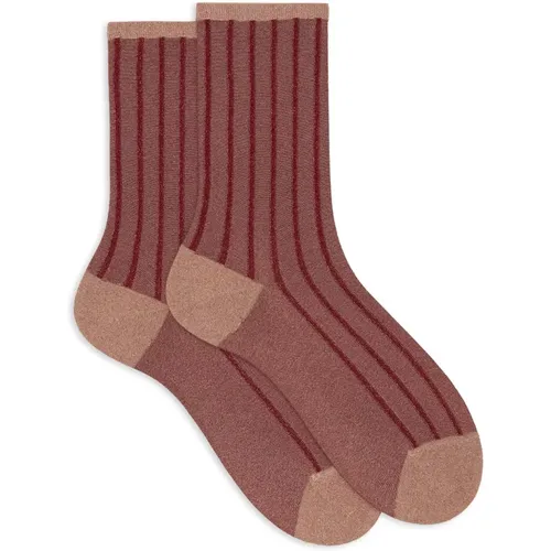 Kurze burgunderfarbene Socken für Damen aus geripptem Polyamid mit Glitzer - Gallo - Modalova