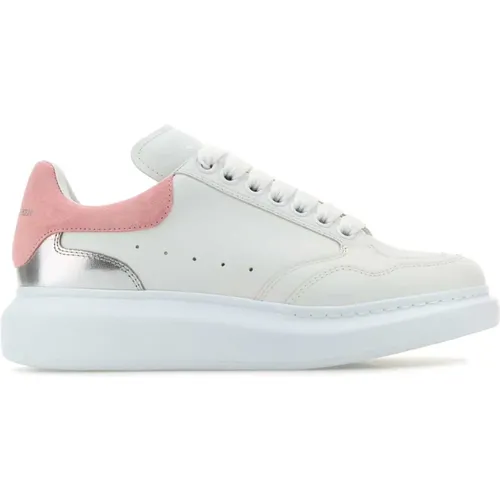 Weiße Ledersneakers Rosa Wildlederabsatz , Damen, Größe: 36 1/2 EU - alexander mcqueen - Modalova