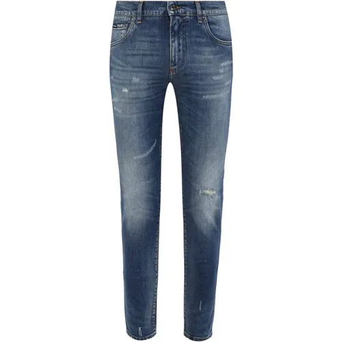 Baumwoll-Denim Skinny Jeans , Herren, Größe: 3XL - Dolce & Gabbana - Modalova