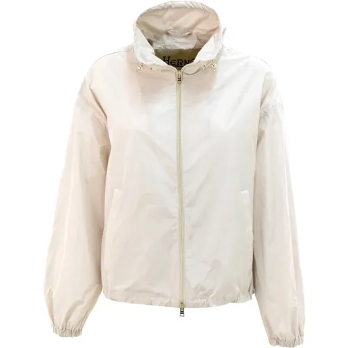 Light Jackets, female, , Size: S Taffeta Rain Jacket with Drawstring - Herno - Modalova