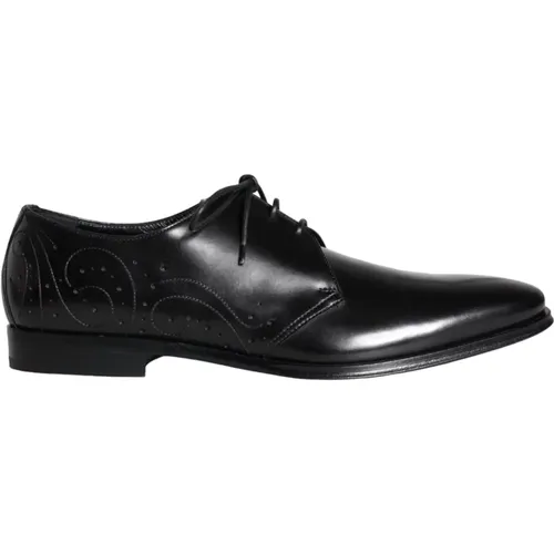 Schwarze Kalbsleder Derby Herren Anzugschuhe - Dolce & Gabbana - Modalova