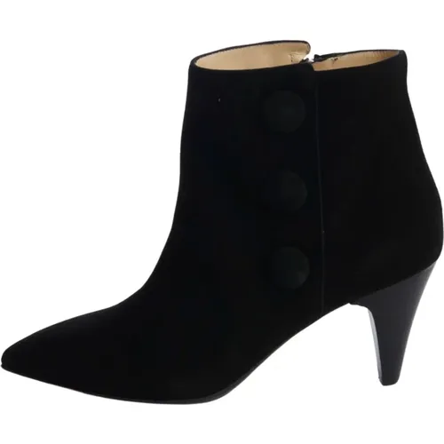 Le Fabian Button Heel Leather Shoes , female, Sizes: 3 UK, 5 UK - Fabiana Filippi - Modalova