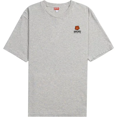Graues T-Shirt mit gesticktem Logo für Männer - Kenzo - Modalova