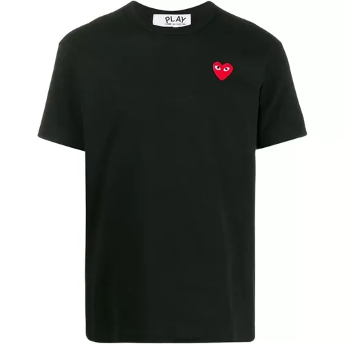 Rotes Herz Schwarzes T-Shirt - Comme des Garçons Play - Modalova