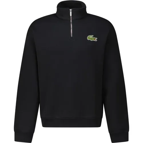 Oversize Baumwoll-Sweatshirt mit Reißverschluss-Kragen , Herren, Größe: L - Lacoste - Modalova