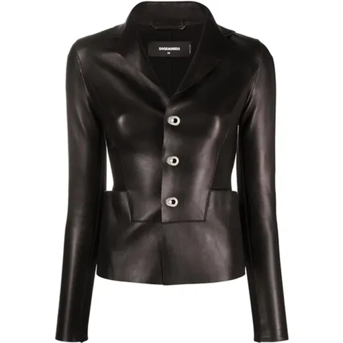 Leather Jackets, female, , Size: M Leather Jacket - Dsquared2 - Modalova