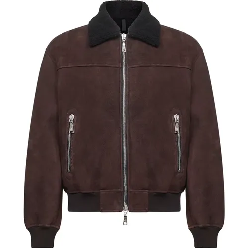 Leather Jackets, male, , Size: 2XL Shearling Jacket - Tagliatore - Modalova