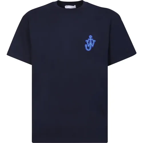 Marineblaues Anker Baumwoll T-Shirt , Herren, Größe: 2XS - JW Anderson - Modalova