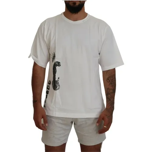 Weißes bedrucktes Herren T-Shirt mit kurzen Ärmeln - Dolce & Gabbana - Modalova