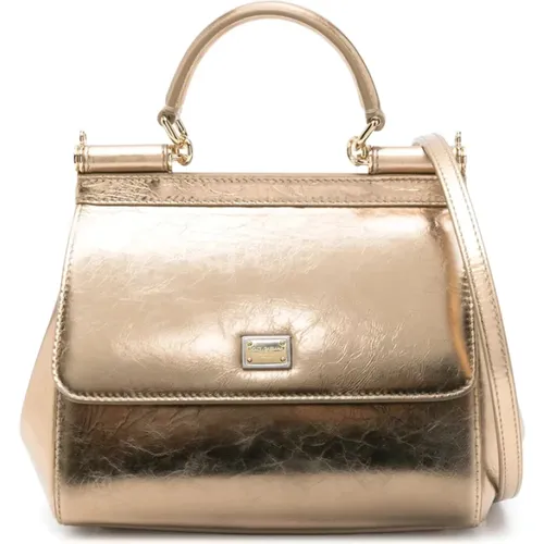 Handbags, female, , Size: ONE SIZE Gold-tone Bag with Quick-Release Buckle - Dolce & Gabbana - Modalova