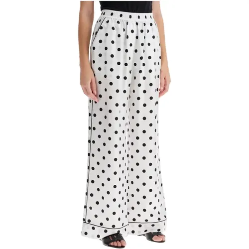 Polka Dot Silk Pajama Pants , female, Sizes: S, XS - Dolce & Gabbana - Modalova