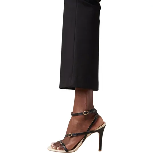 Alyssa Bicolor Schwarze Creme Leder Sandalen , Damen, Größe: 36 EU - ALOHAS - Modalova