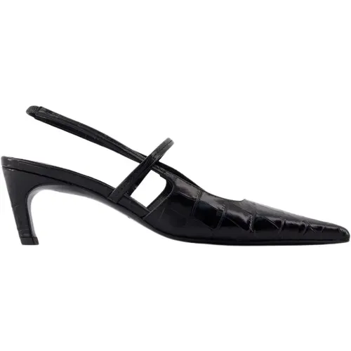 Schwarze Leder Slingback Absätze , Damen, Größe: 40 EU - TotêMe - Modalova