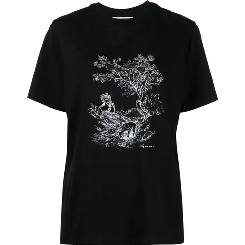 Schwarzes Boxy T-Shirt mit Toile de Jouy - Coperni - Modalova