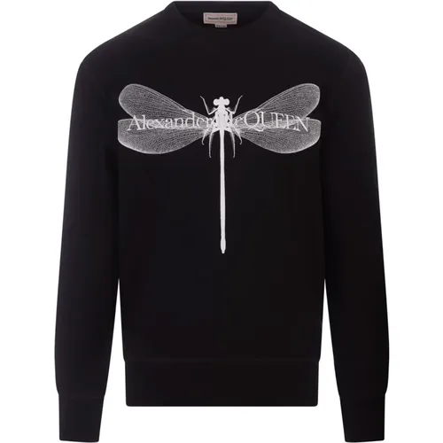 Dragonfly Print Crewneck Sweatshirt , male, Sizes: M, XL, L, S - alexander mcqueen - Modalova