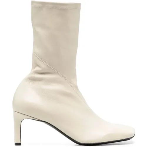 Nappa Stretch Cream Heeled Boots , female, Sizes: 3 UK - Jil Sander - Modalova