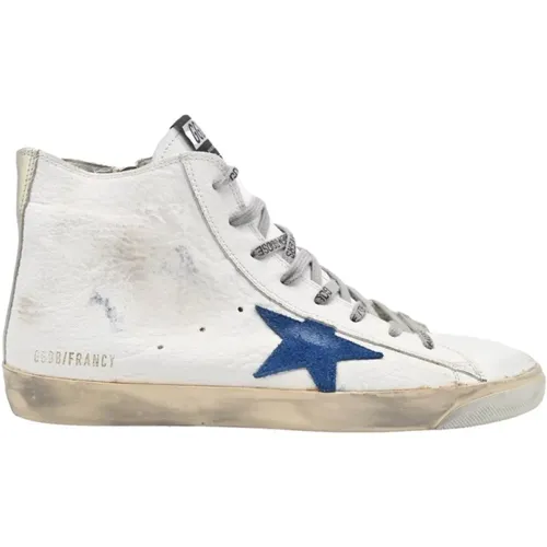 Distressed Leather Blue Star Sneakers , male, Sizes: 9 UK - Golden Goose - Modalova