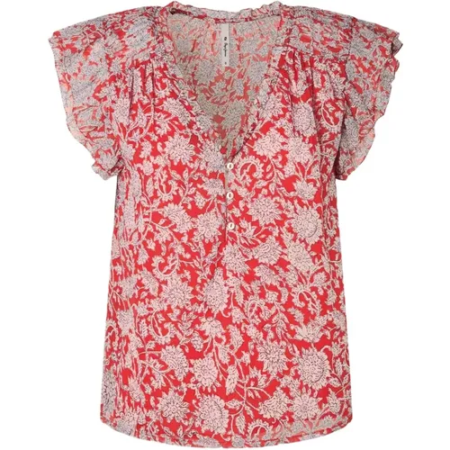 Blouses, female, , Size: S Printed V-Neck Blouse - Pepe Jeans - Modalova