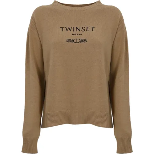 Bestickte Logo Sweaters , Damen, Größe: M - Twinset - Modalova