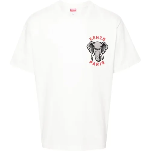 Elefantenprint Baumwoll-T-Shirt , Herren, Größe: L - Kenzo - Modalova