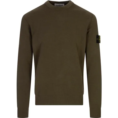 Round-neck Knitwear, male, , Size: XL Wool Blend Stylish Sweater - Stone Island - Modalova