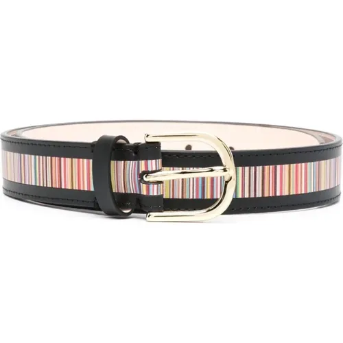 Belts, female, , Size: 85 CM Vertical Stripe Leather Belt - Paul Smith - Modalova