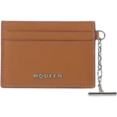 Wallets & Cardholders, female, , Size: ONE SIZE Leather Card Holder Chain Detail - alexander mcqueen - Modalova