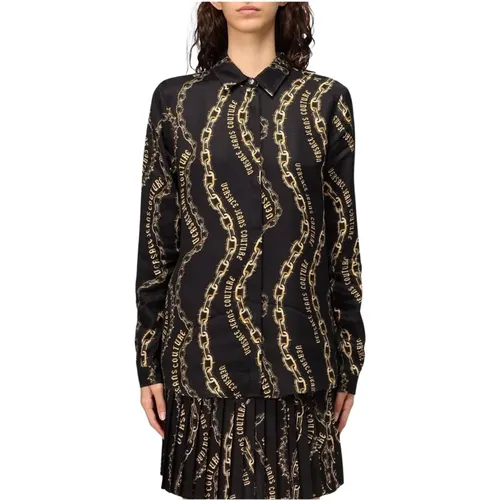 Shirts, female, , Size: 3XS Silk Chain Print Blouse - Versace Jeans Couture - Modalova