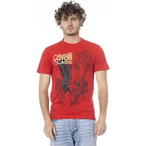 Herren Logo Print Crew Neck T-Shirt , Herren, Größe: XL - Cavalli Class - Modalova