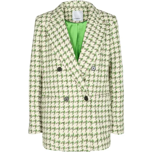 Blazers, female, , Size: M Oversize Boucle Check Blazer - Co'Couture - Modalova