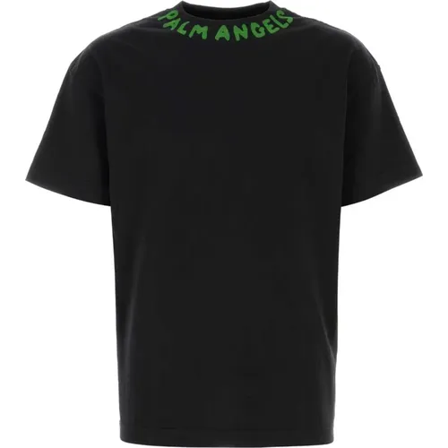 Schwarzes Baumwoll-T-Shirt , Herren, Größe: M - Palm Angels - Modalova
